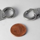 Vintage Set of 2 Large Silver Plated Metal Lobster Claw Clasps Jewelry Making