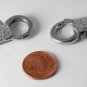 Vintage Set of 2 Large Silver Plated Metal Lobster Claw Clasps Jewelry Making