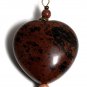 Vintage Large Stone Heart Beads Pendant Jewelry Making  Mahogany Obsidian