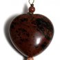 Vintage Large Stone Heart Beads Pendant Jewelry Making  Mahogany Obsidian