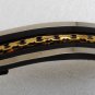 Vintage Hair Barrette Gold Tone Metal Plastic Black Edge Accessorie