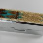 Vintage Silver Plated Metal Beaded Applique Top Lipstick Case Mirror