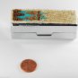 Vintage Silver Plated Metal Beaded Applique Top Lipstick Case Mirror