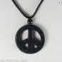 Dyed Howlite Stone Black Peace Sign Adjustable Black Cord  Necklace Jewelry
