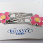 Old Navy Kids Hair CLip Barrette Large Pink Flower NOC Hair Accessorie Pair