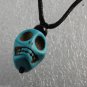 Dyed Howlite Stone Blue Skull Adjustable Black Cord  Necklace Jewelry 3D