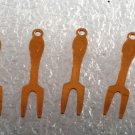 Vintage Set of 4 Serving Fork Copper STamping Pendant  Jewelry Making