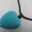 Beautiful Blue Dyed Howlite Heart Pendant Adjustable Necklace Jewelry