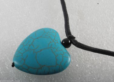 Beautiful Blue Dyed Howlite Heart Pendant Adjustable Necklace Jewelry