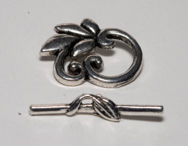 Vintage Silver Leaf Vine Toggle Clasp Jewelry Making