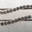 Vintage Rhinestone Bobby Pin Clip Hair Pin S Curve Pair Silver Tone Metal