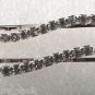 Vintage Rhinestone Bobby Pin Clip Hair Pin S Curve Pair Silver Tone Metal