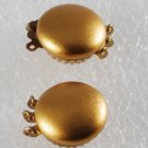 Vintage 3 STrand Pinch Clasp Gold Metal  Jewelry Finding Pair