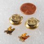 Vintage 3 STrand Pinch Clasp Gold Metal Jewelry Finding Pair