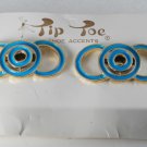 Vintage Tip Toe Ships Blue Enamel Circles Metal Shoe Clips SHoe Accents NOC