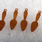 Vintage Set of 4 Cake SPatula Copper STamping Pendant  Jewelry Making