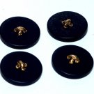 Vintage Black Gold Button Bead Finding Set of 4 Sewing