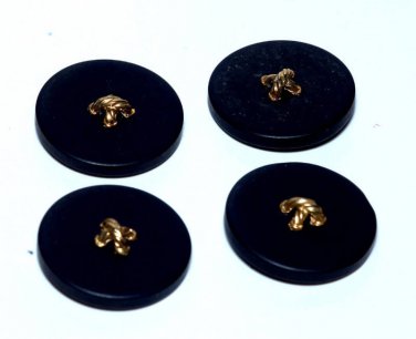 Vintage Black Gold Button Bead Finding Set of 4 Sewing