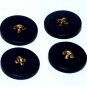 Vintage Black Gold Button Bead Finding Set of 4 Sewing