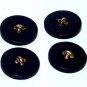 Vintage Black Gold Button Bead Finding Set of 4 Sewing