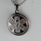 SILVER TONE MEDICAL ALERT NECKLACE JEWELRY 24" CHAIN LIFE SAVER