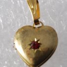 Vintage Brass Metal Heart Red Rhinestone Locket Pendant Jewelry Making