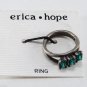 Erica Hope Silver Metal Aqua Glass Three Stone Ring
