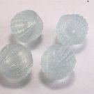 Vintage Plastic Bead Finding Round Light Blue Semi-Transparent Set of 4