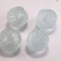 Vintage Plastic Bead Finding Round Light Blue Semi-Transparent Set of 4