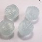 Vintage Plastic Bead Finding Round Light Blue Semi-Transparent Set of 4
