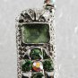 Green SIlver Cell Phone Magnet Silver Metal Green Enamel Rhinestones Accessorie