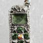 Green SIlver Cell Phone Magnet Silver Metal Green Enamel Rhinestones Accessorie