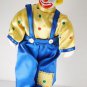 Vintage Circus Clown 12" Doll Porcelain Padded Body Hand Painted Ripped Shoes