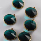 Vintage Faceted Dangle Beads Green Plastic Brass Lot of 6 Jewelry Making 18mm