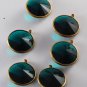 Vintage Faceted Dangle Beads Green Plastic Brass Lot of 6 Jewelry Making 18mm