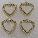 Vintage Set Of 4 Gold Metal Jewelry Making Heart Charms