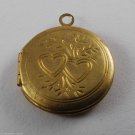 Vintage Brass Etched Heart Front Round Locket Pendant Jewelry Making 20mm