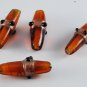 Vintage Oval Glass Beads Brown Lampwork Beading Jewelry Making Set of 4 .sk.