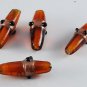 Vintage Oval Glass Beads Brown Lampwork Beading Jewelry Making Set of 4 .sk.