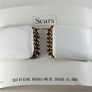 Vintage Sears SHoe Accent Shoe Clips Gold Ridged Chain Link White Pair  NOC