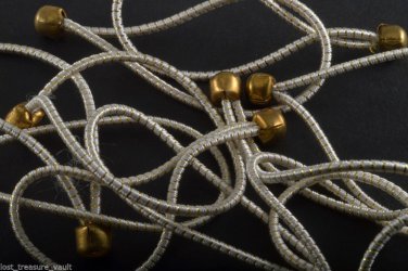 Vintage Elastic No Pull Lot of 12 Brass Ball End White Gold Band Hair Accessory