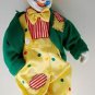 Vintage Circus Clown 12" Doll Porcelain Padded Body Hand Painted Flower Heart