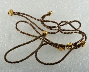 Vintage Elastic No Pull Lot of 6 Brass Loop End Brown Gold Band Hair Accessory