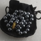 Vintage Strand Hematite Glass Pearl Necklace Jewelry Hook Clasp 18"