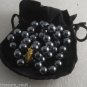 Vintage Strand Hematite Glass Pearl Necklace Jewelry Hook Clasp 18"