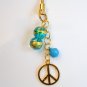 Gold Tone Peace Sign Cell Phone MP3 Charm