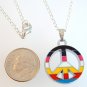 Multi Color PEACE Silver Tone Pendant Necklace