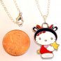 HELLO KITTY Silver Tone Pendant Necklace in Gift Box - Yellow Star