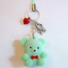 Light Green Teddy Bear Cell Phone MP3 Charm