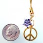 Gold Tone PEACE Sign Cell Phone MP3 Charm *Free Shipping*